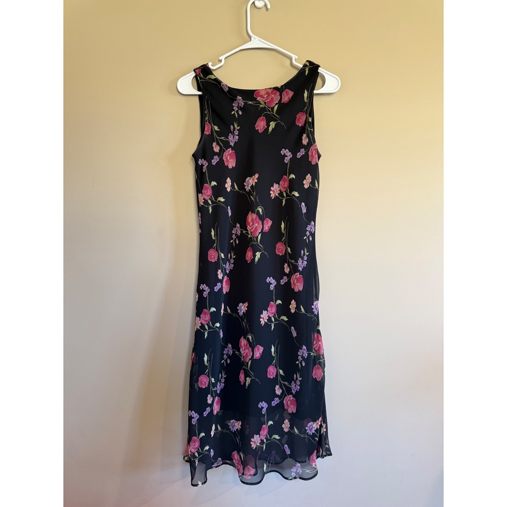 studio‎ y black floral midi dress sleeveless vneck women